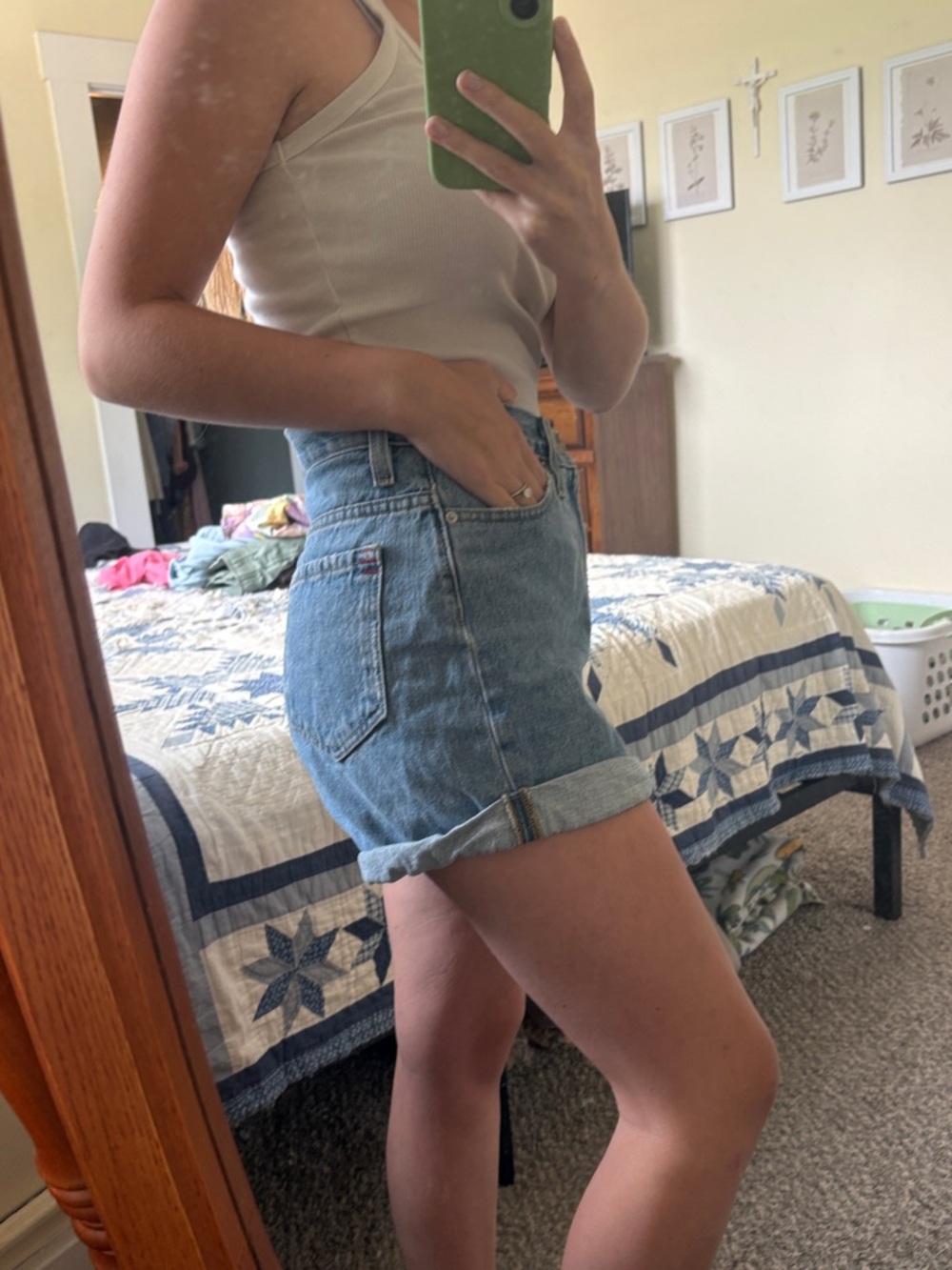 Urban Outfitters Light Blue Rolled Cuff Denim Shorts
